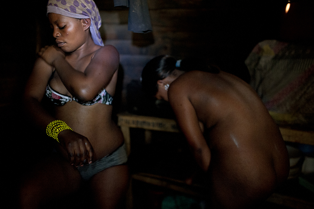 In Goma, eastern DR Congo, a group of very young women living together in a...